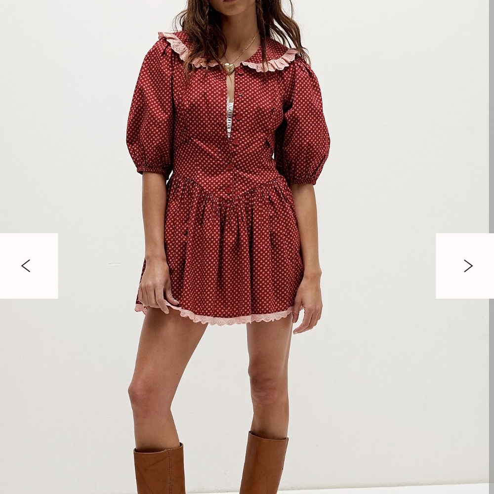 Red Polka Dot Dress with Lace Trim